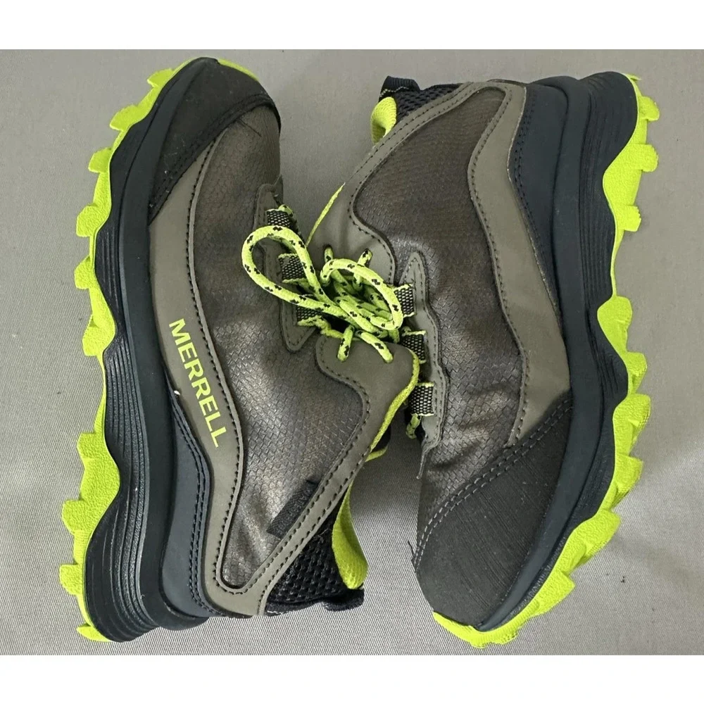 Merrell Hiking Shoes Kids Size 12 Gray Green Trail Mesh Sneakers MK265212